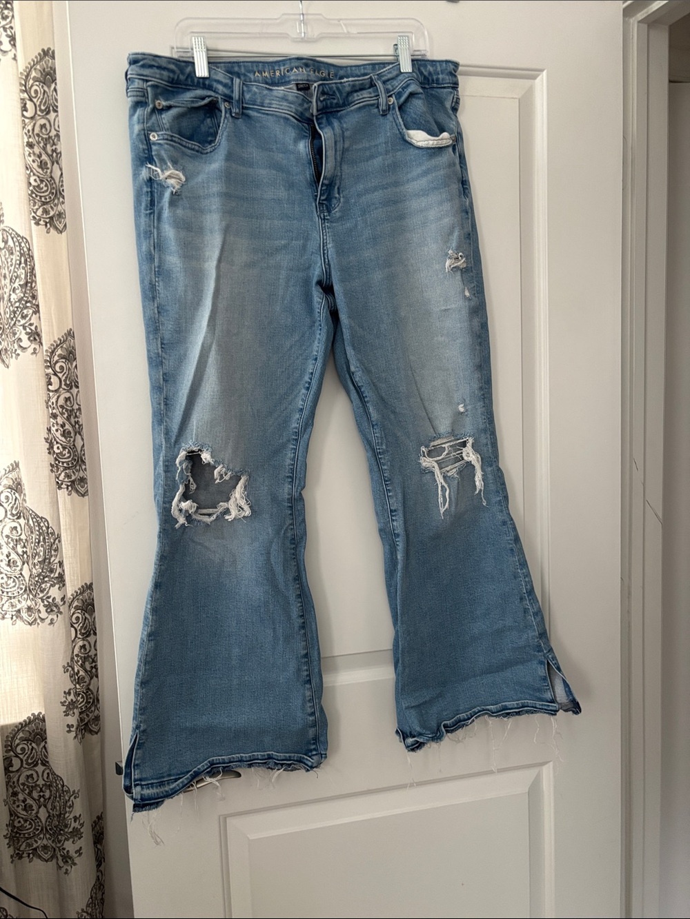 American Eagle Outfitters Light Blue Distressed Flare Jeans - Women's